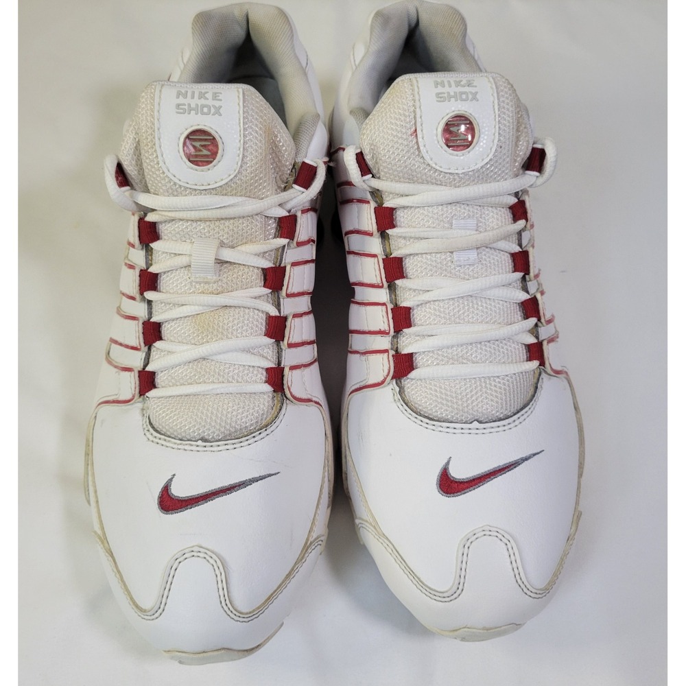 Nike Shox NZ White Varsity Red Metallic Silver Mens 12 Running Shoes 325201-127 - Picture 3 of 8
